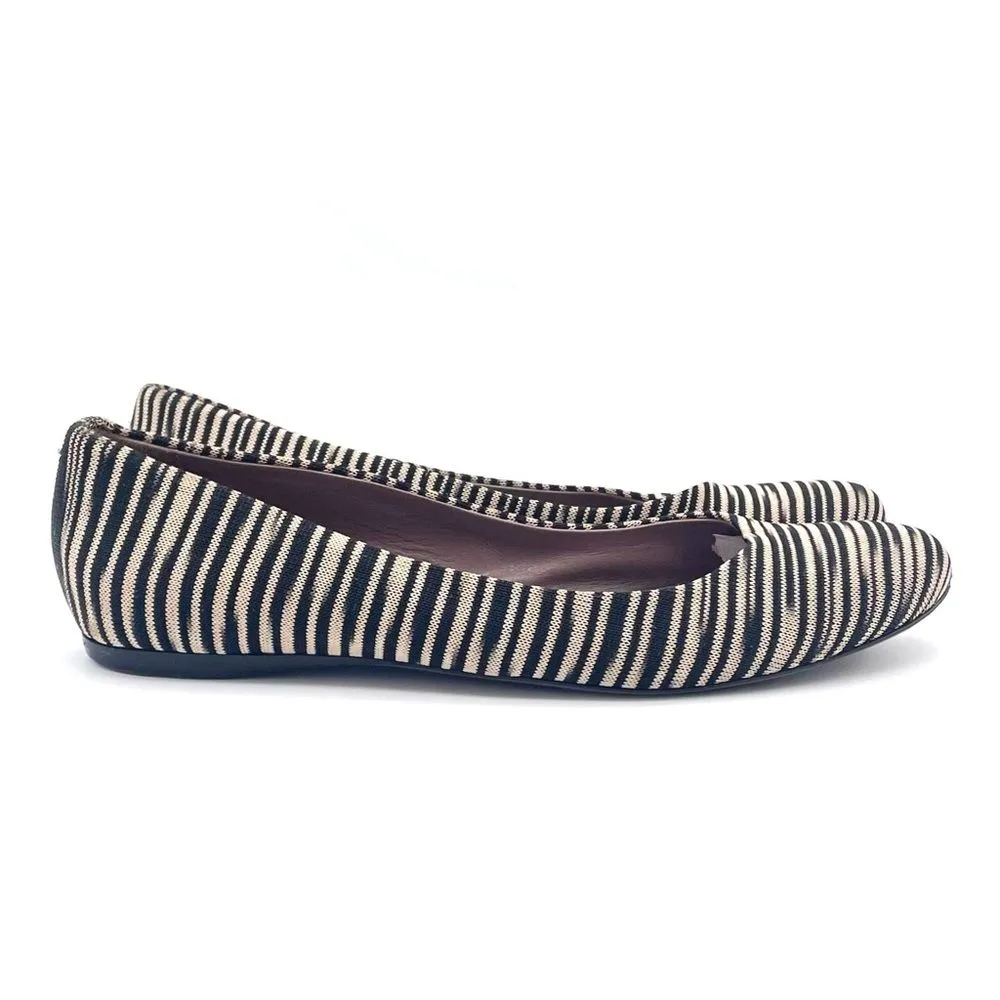 Missoni Ballet Flats Striped Fabric Black Tan Ballerina Flat Size 38.5 | US 8.5 - Image 8