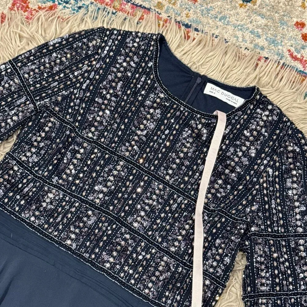 NWT Mac Duggal Long Mother of the Bride Formal sequined Dress size 8 - Image 5