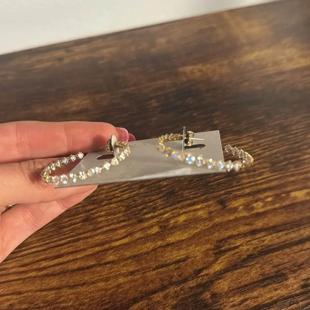 NADRI HALLE CZ LARGE C HOOP EARRINGS, BRAND NEW, $98 Gold - Image 6