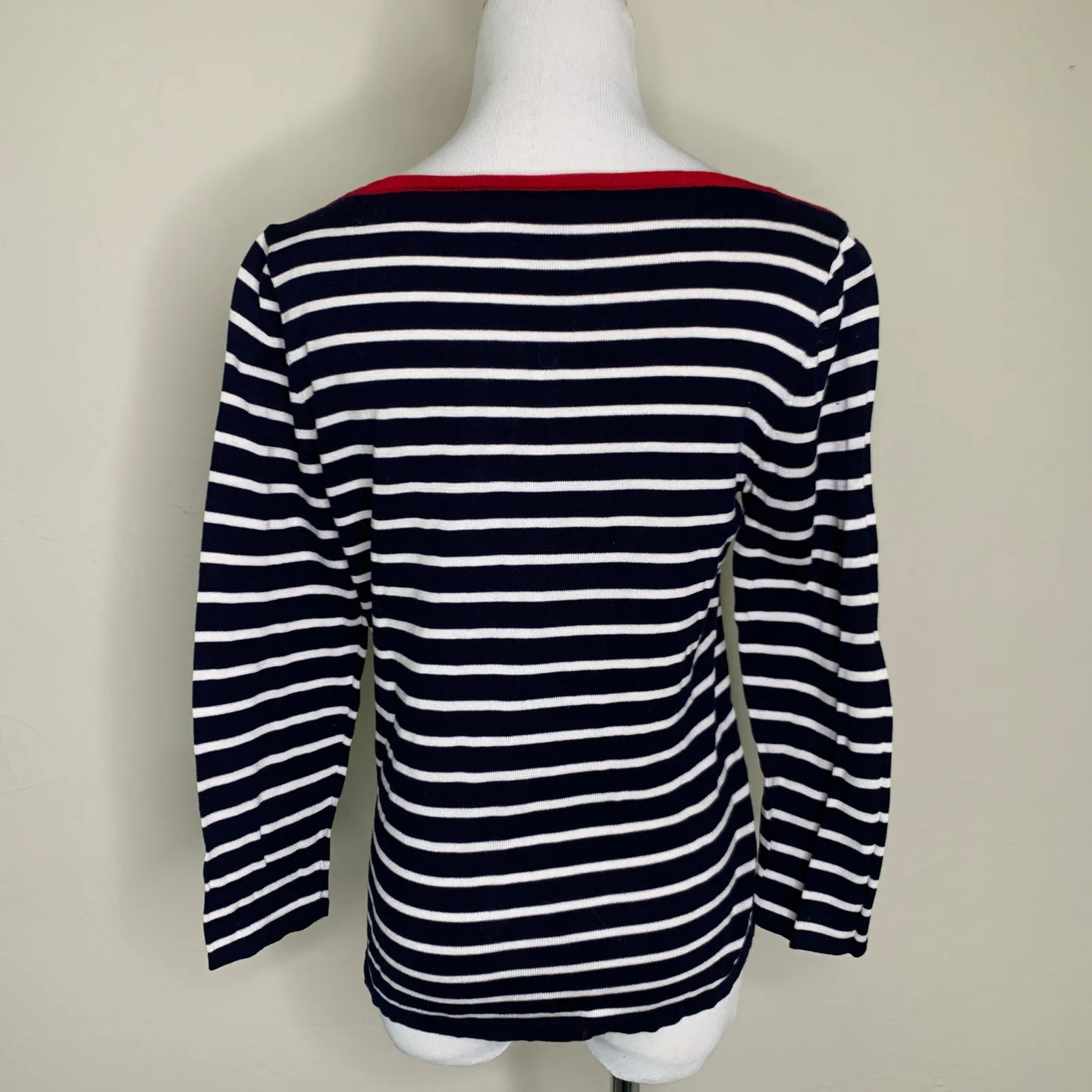 Lauren Ralph Lauren Striped Boat Neck Sweater Sz  Medium Preppy Cottage - Image 2