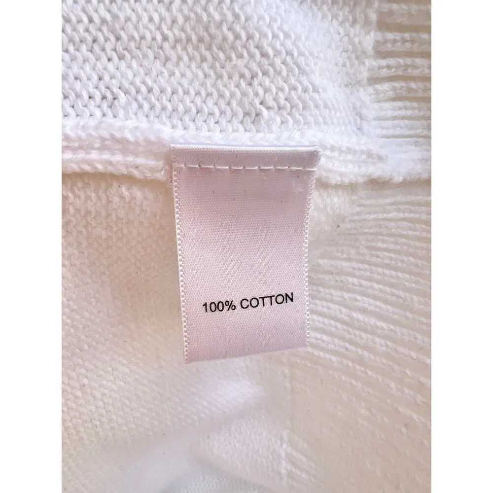 Lilly Pulitzer Cotton Asymmetrical Button Turtleneck Sweater White Women's Small - Image 4