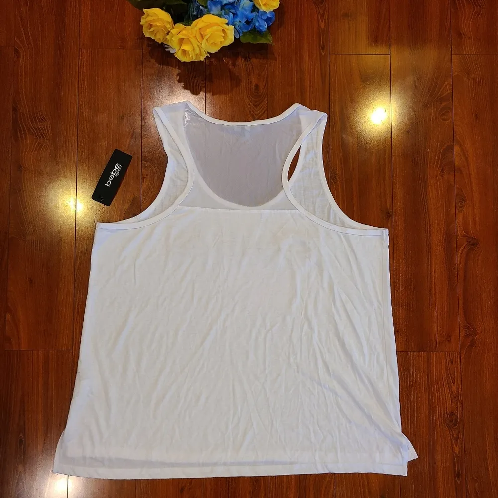 Bebe Sports White Logo Tank Top Size 2X - Image 3