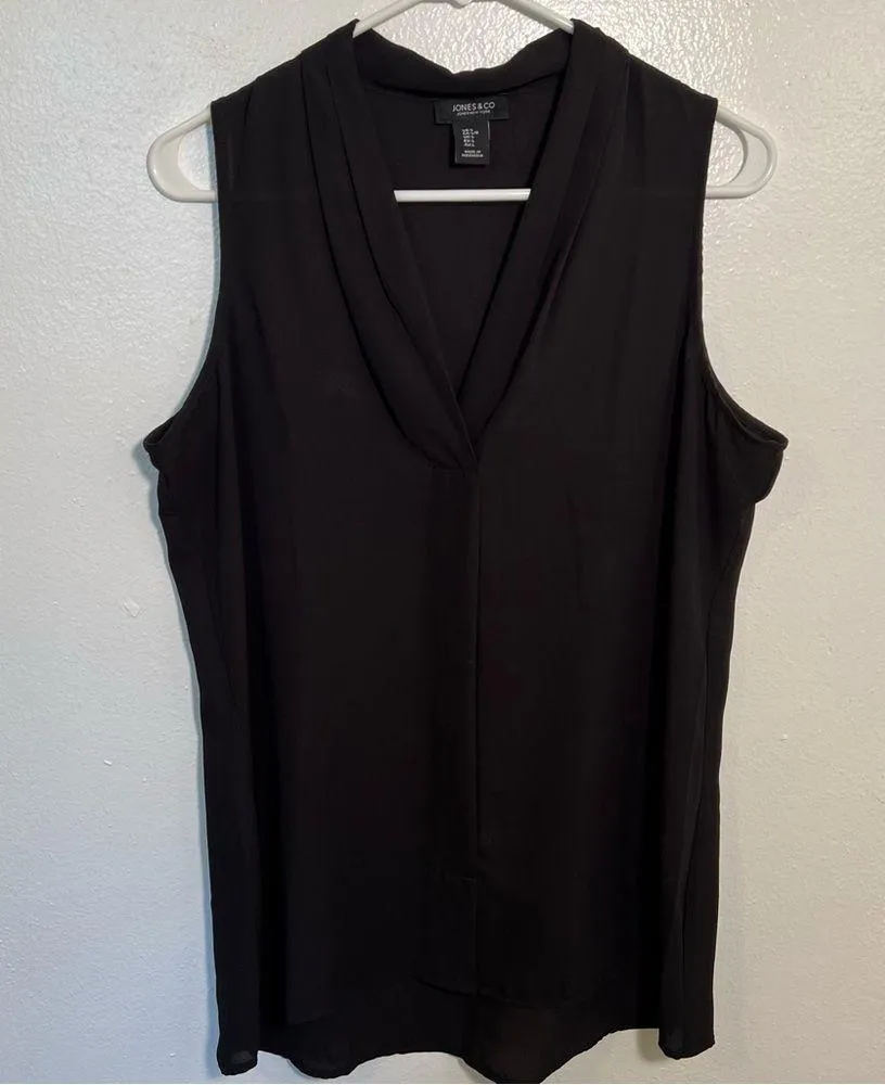 Jones & Co Jones New York Sleeveless Crepe Blouse Black L - Image 4