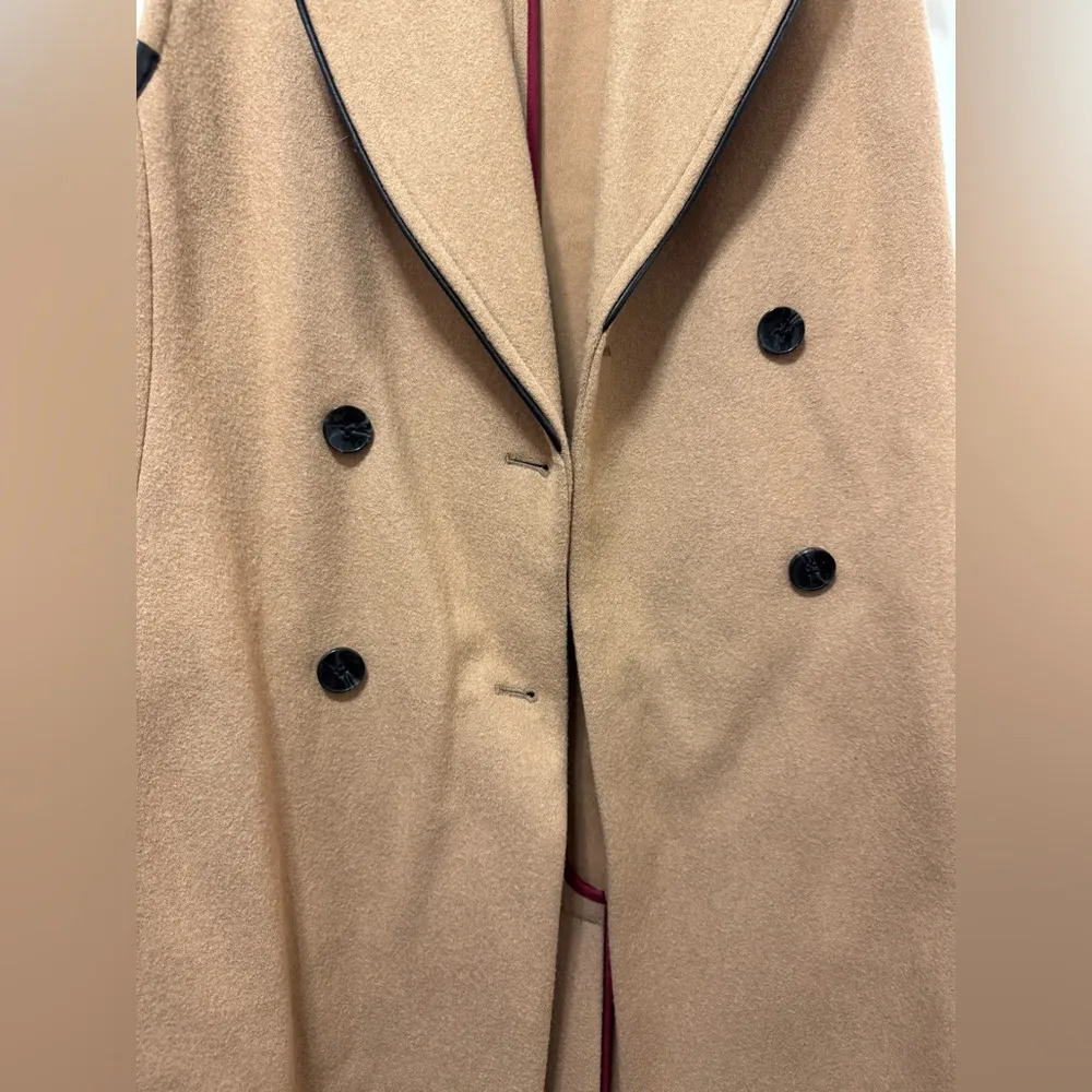 Armani Exchange Camel Wool Long Double Breasted Vest with leather trim XS/Small - Image 3