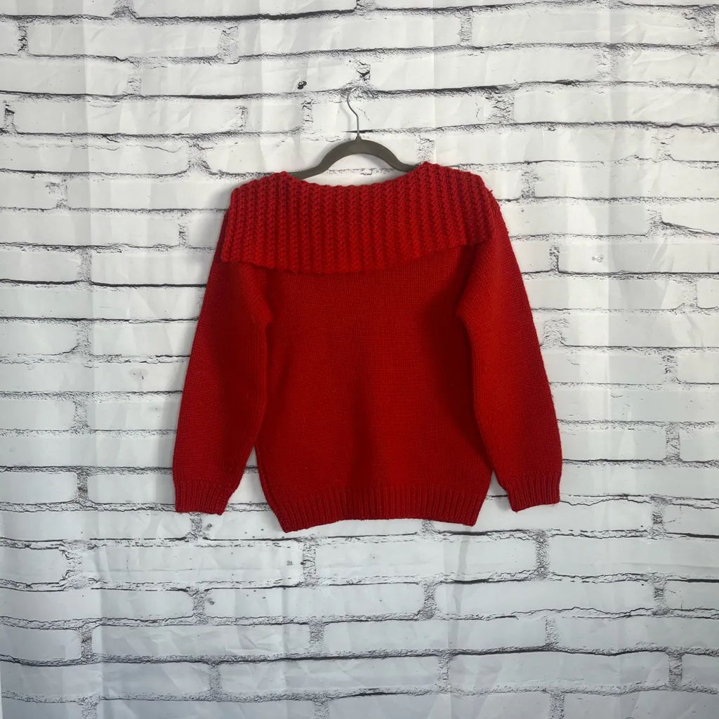 Vintage Geistex 1940s Red Wool Pullover Sweater Hand - Image 10