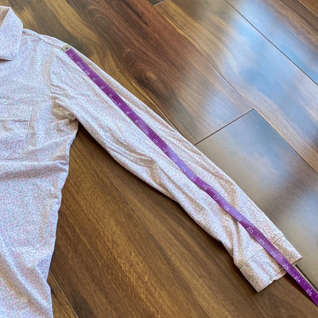 LL Bean Organic Cotton Modal Blend Men’s Style Pajamas Pink Flowers White Size XS - Image 5