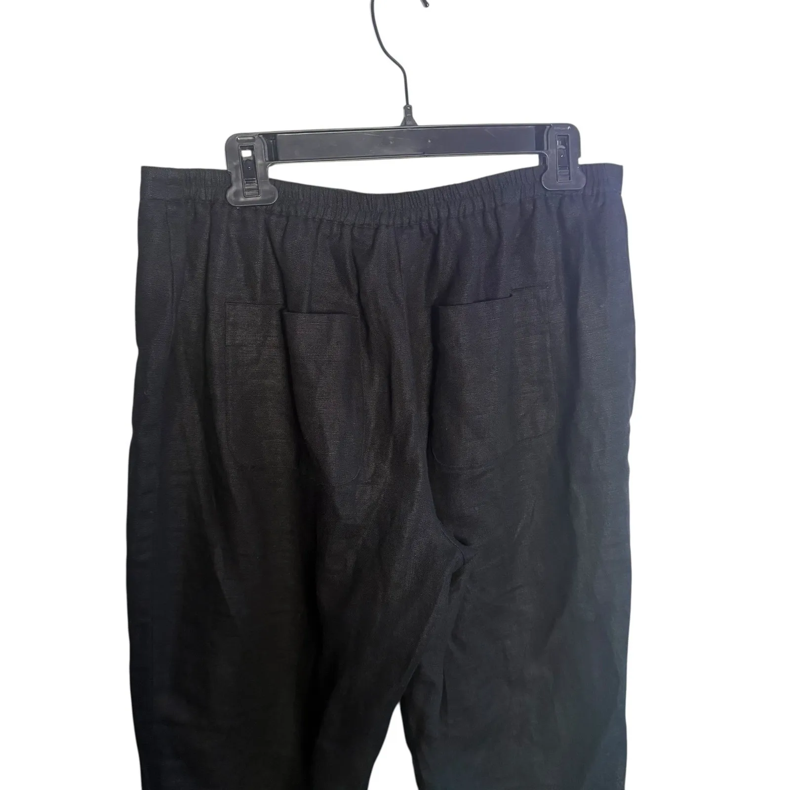 Chico's 1 Black Linen Cropped Pants Womens M 8 Minimalist Casual Resort Wear‎ - Image 5