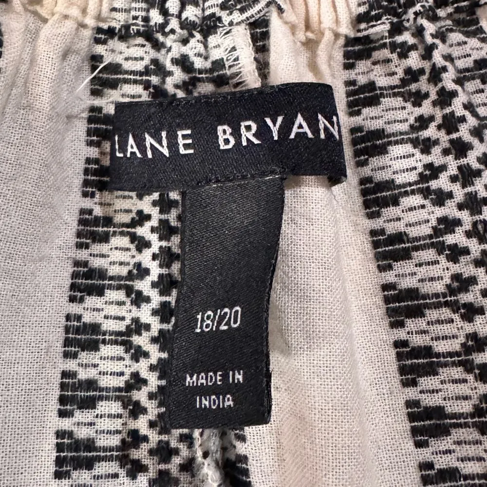 Lane Bryant SZ 18/20 Top Striped Keyhole 3/4 Balloon Sleeve Tie Tasseled Slits - Image 7