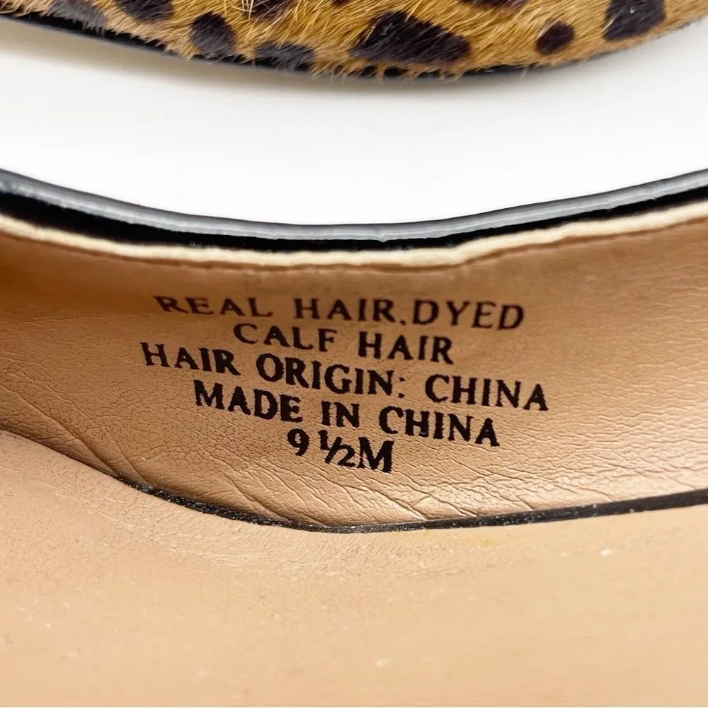 Ava & Aiden Leopard Print Calf Hair Pointed Toe Wedge Heels Black & Tan Size 9.5 - Image 14