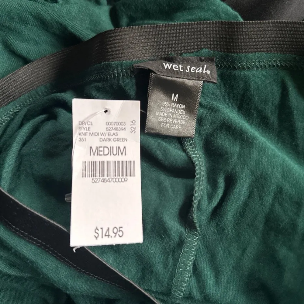 Wet Seal Forest Green Black Waistband Midi Skirt NWT Medium - Image 7