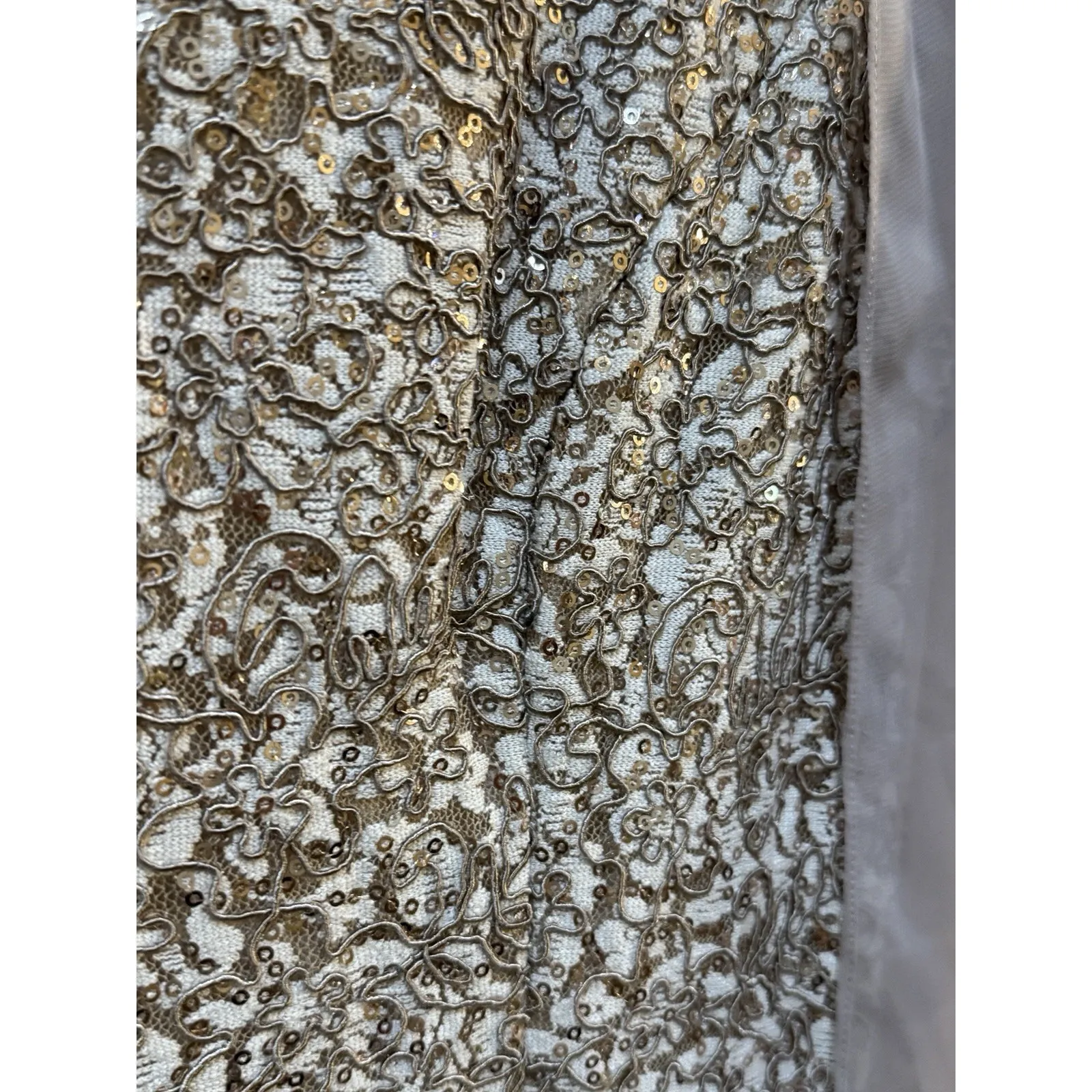 ALEX EVENINGS High Neck Sequin Fit and‎ Flare Dress with Shawl size 12 Champagne - Image 6