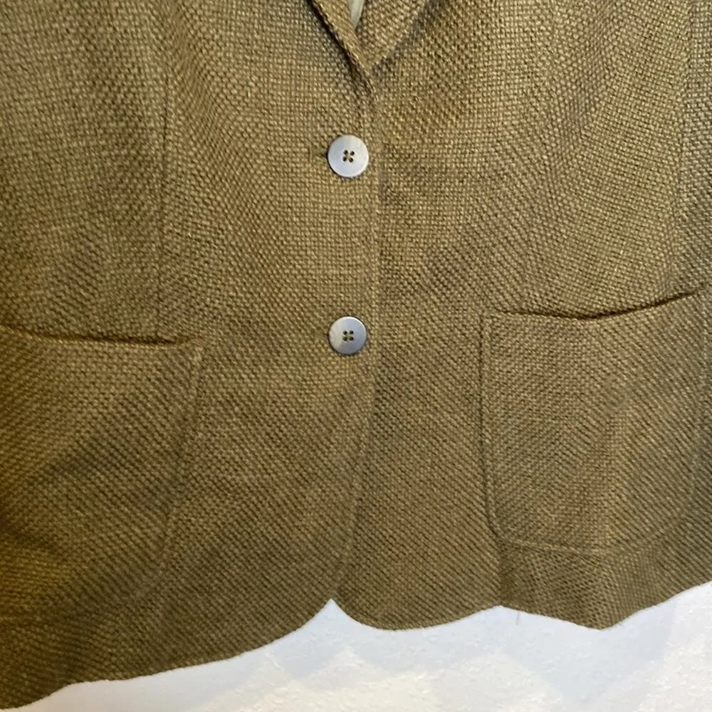 J. Jill Green Woven Blazer Jacket Button Closure EUC Sz MP Wool Green Women’s - Image 2