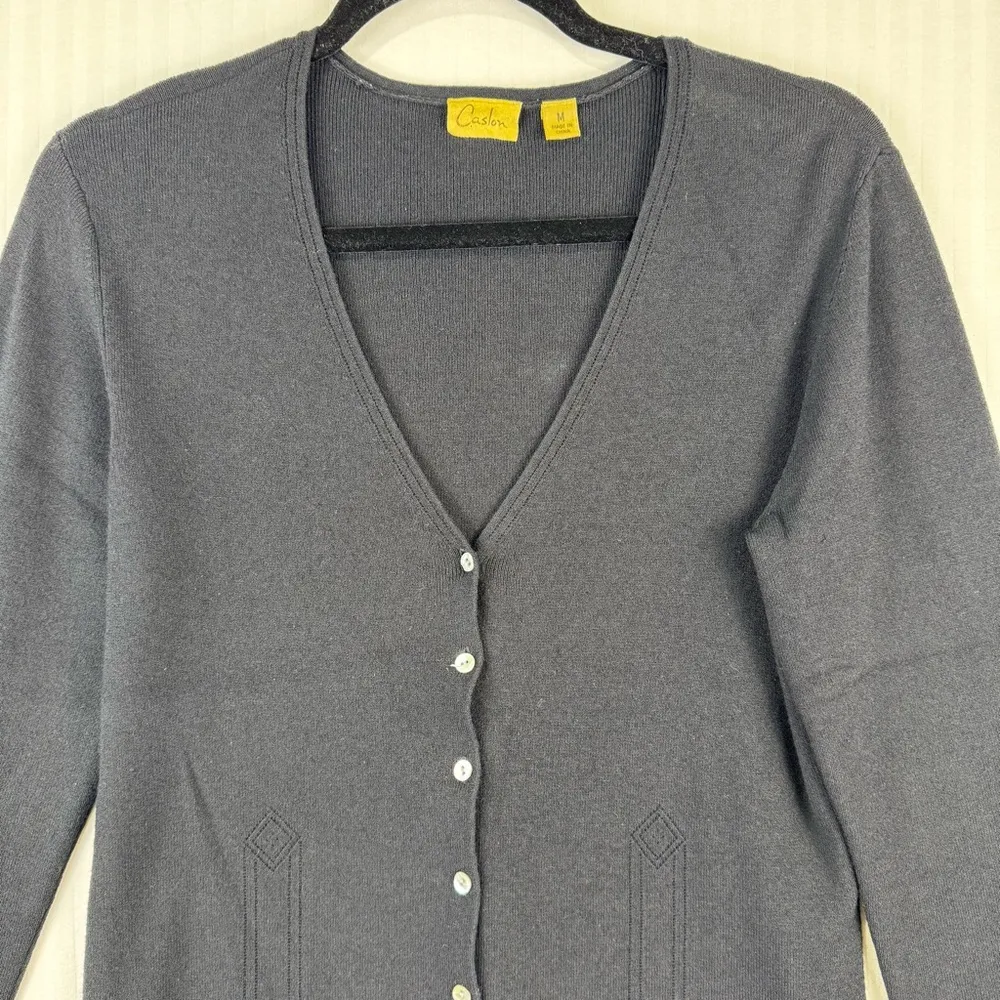 Caslon Black Cardigan Sweater Versatile Rayon/Nylon Blend Knit Women’s Medium - Image 4