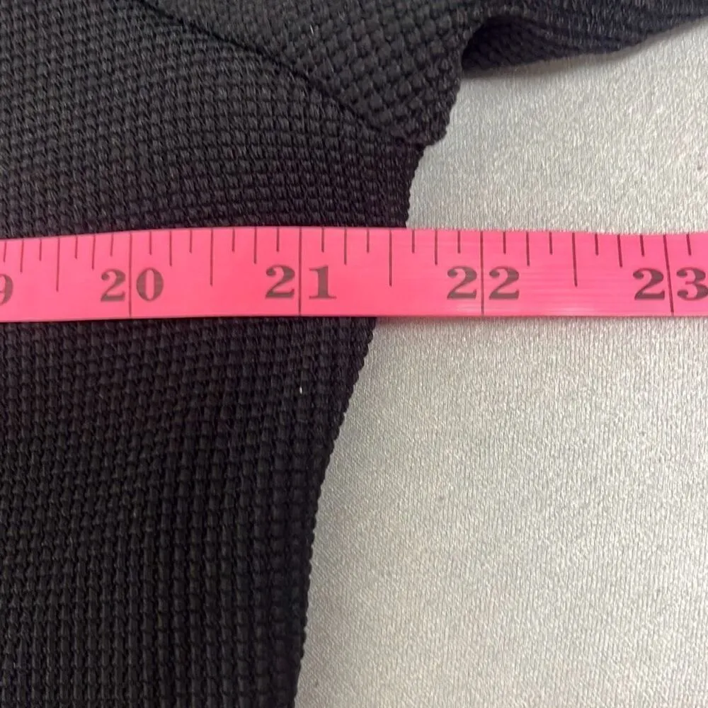 Black Textured Knit Short Sleeve One Button Front Mini Dress Large LBD Workwear - Image 6