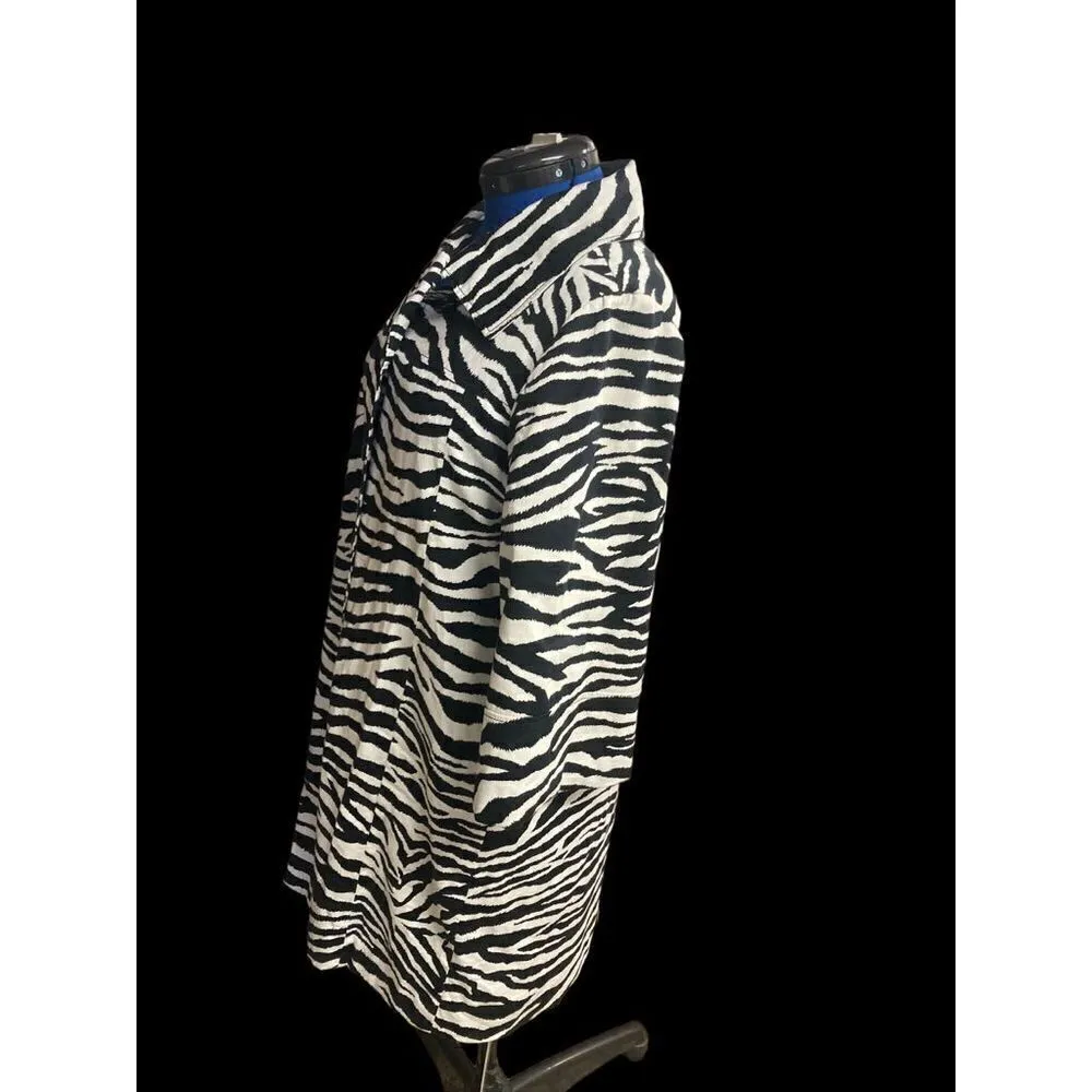 APPRAISAL Women’s Zebra/Animal Print Lightweight‎ Midi Jacket Size Large White - Image 12