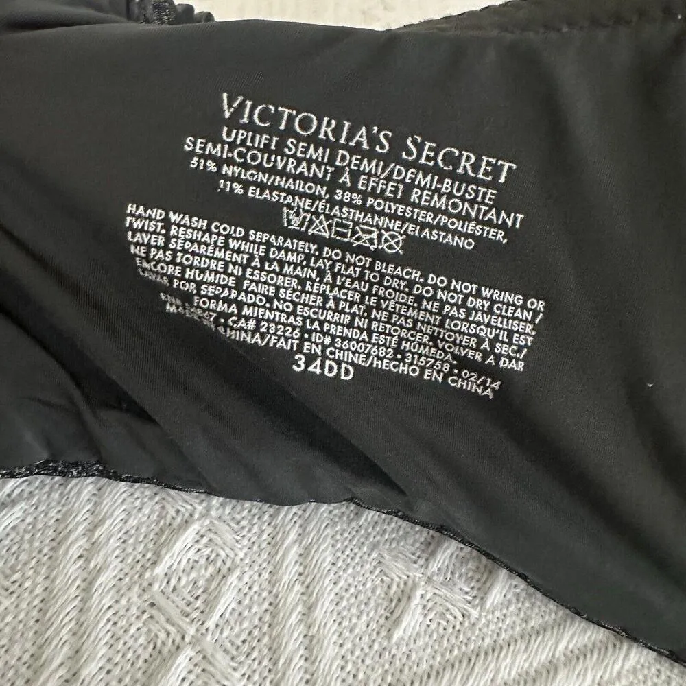 Victoria's Secret Uplift Semi Demi Heather Grey 34DD Push-up Bra VS Padded - Image 12