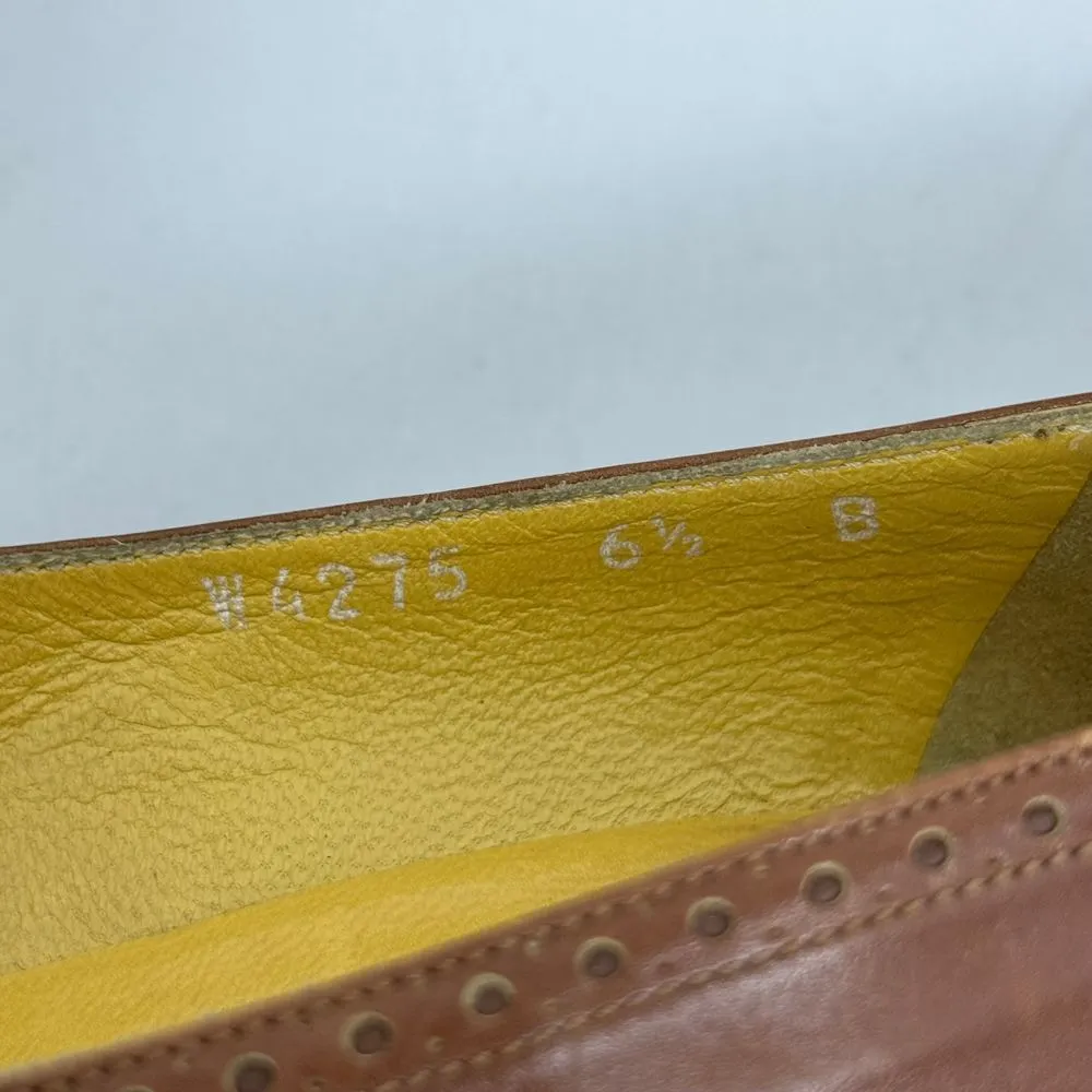 Vintage Ralph Lauren Burnished Leather Women's Wingtip Almond Toe Heels Size 6.6 - Image 13