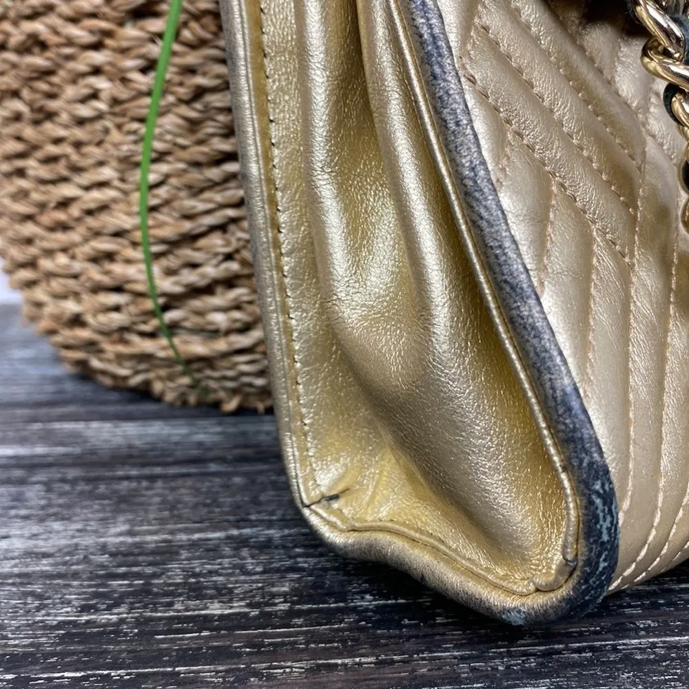 Rebecca Minkoff Gold Quilted Chain Shoulder Handbag - Image 8