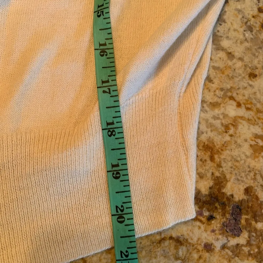 Vintage 50s Beaded Embellished Pearl Button Fitted White Sweater Cardigan S - Image 9