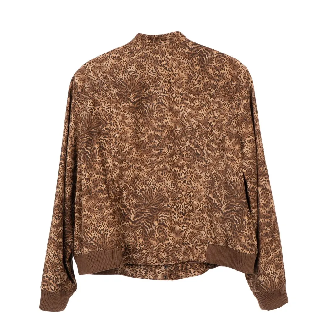 Y2K Leopard Print Jacket Pants Outfit 18 Brown Set Full Zip Napped Casual Pocket - Image 9