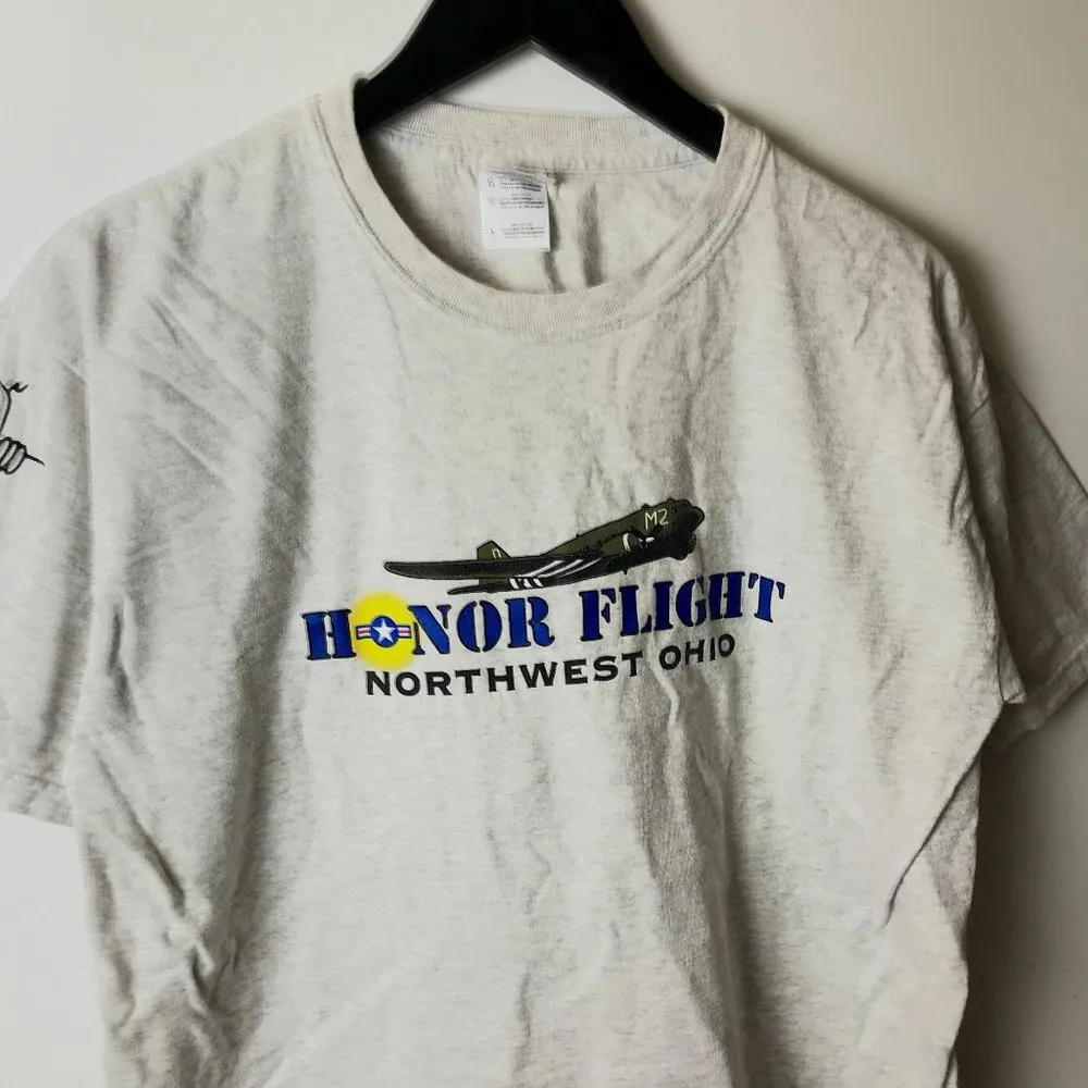 Honor Flight Northwest Ohio T Shirt Vintage Y2K Gray Large L American Veteran - Image 15