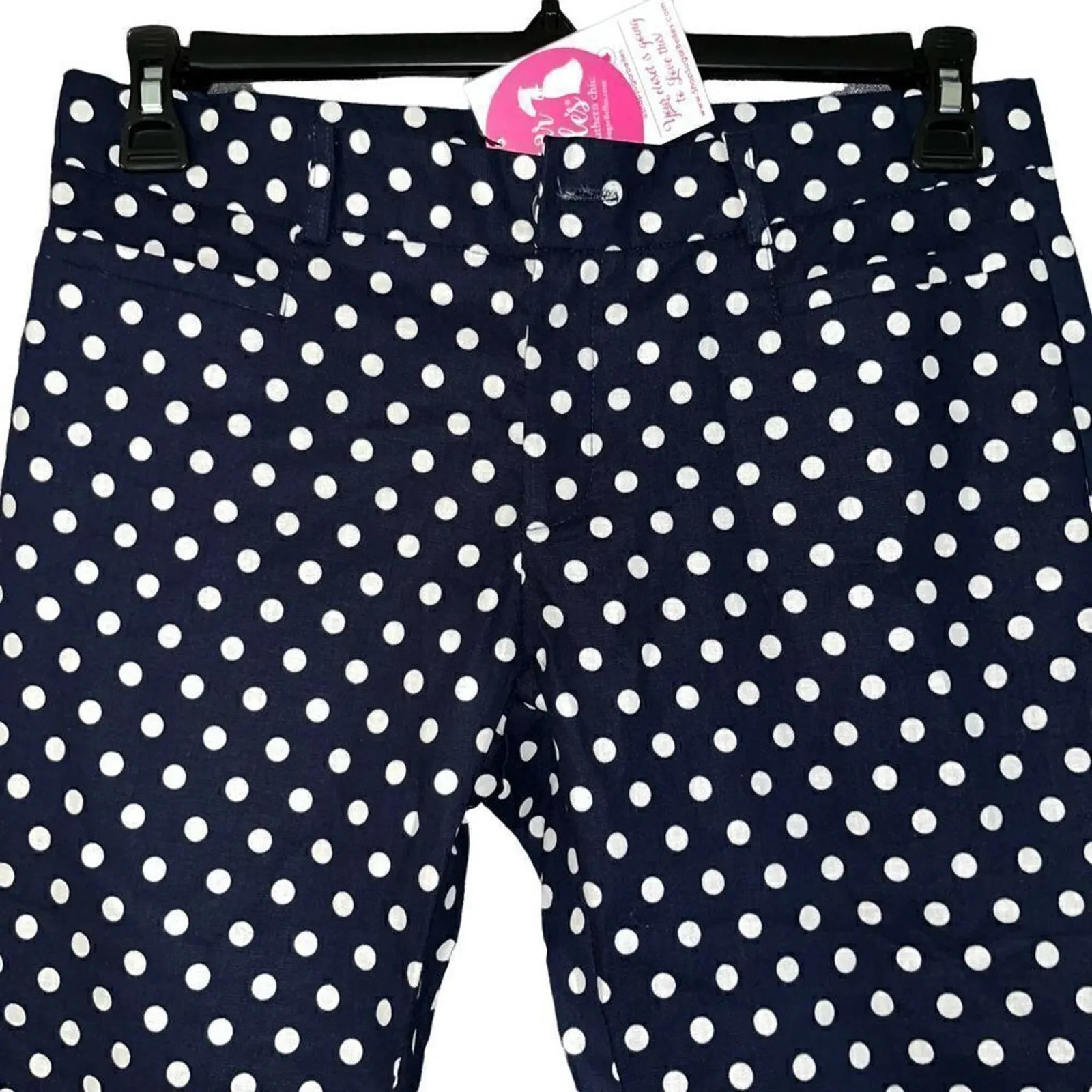 Esley navy white polka dot boutique lined pants NWT‎ - Image 3