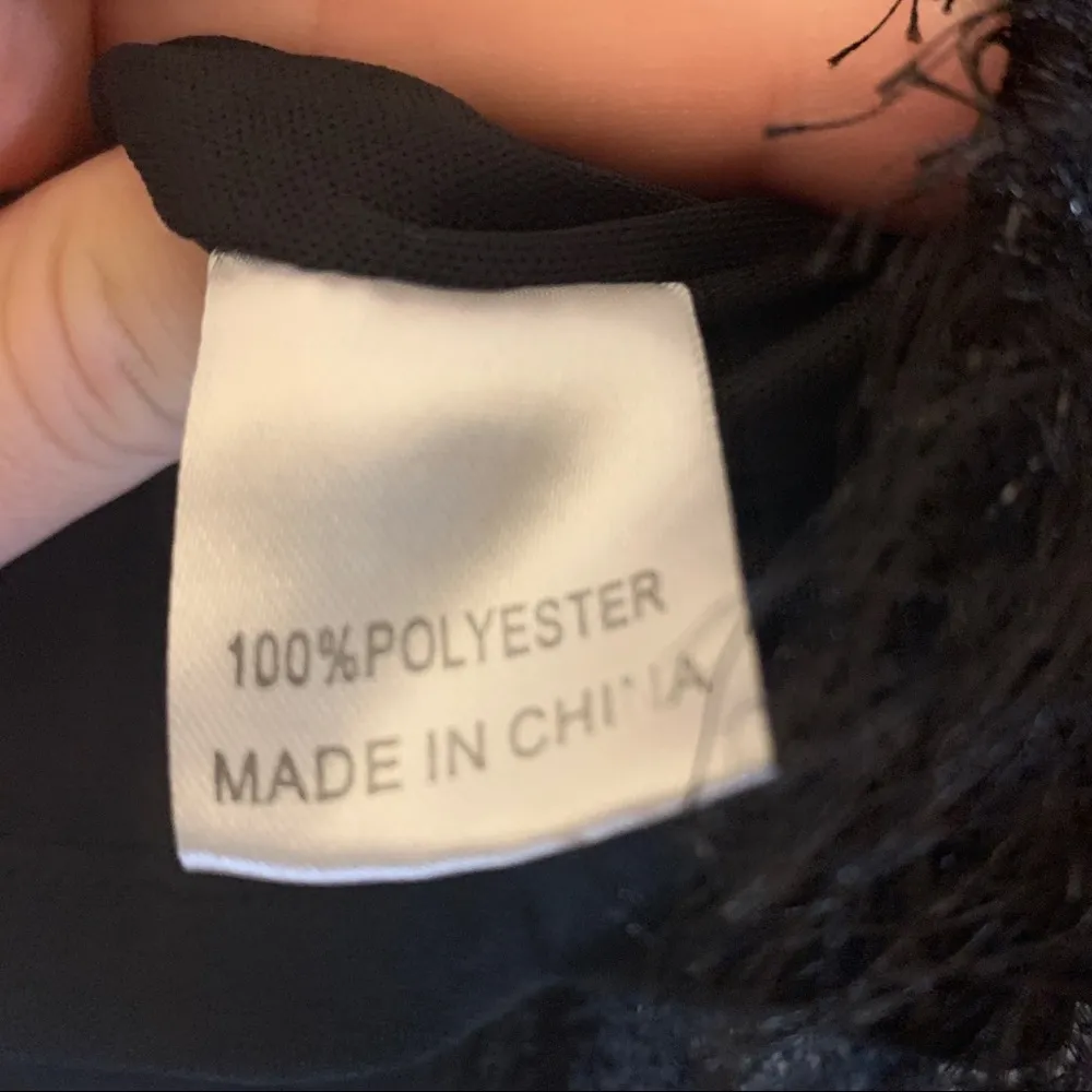 Princess Polly xx Socialite Black Mini Furry Shimmer Dress Size 4 - Image 8