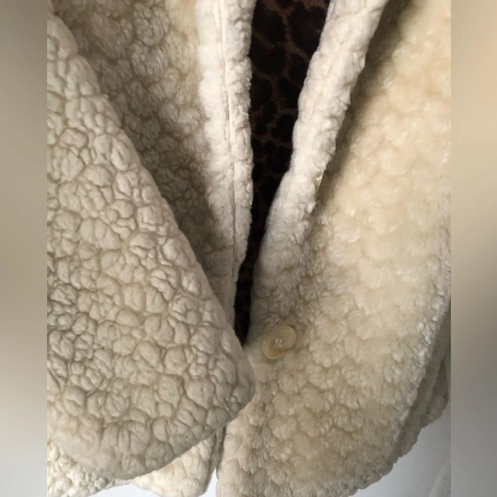 Catherine Malandrino Hooded Faux Fur Jacket coat Cream Color size 14/16 - Image 7