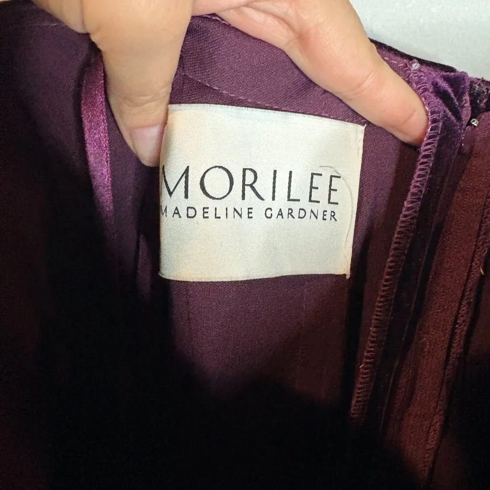 Morilee by Madeline Gardner Bridesmaids 21540 Strapless Velvet dress in Plum Purple Size 12 - Image 4