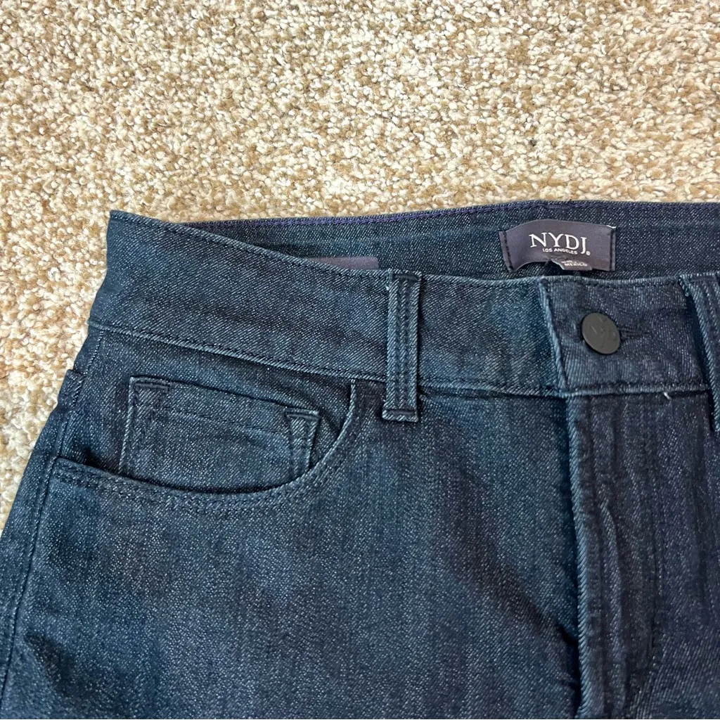 NYDJ Sheri Slim Jeans Sz 4 Blue Dark Wash Lift Tuck Stretch Straight Cropped - Image 4