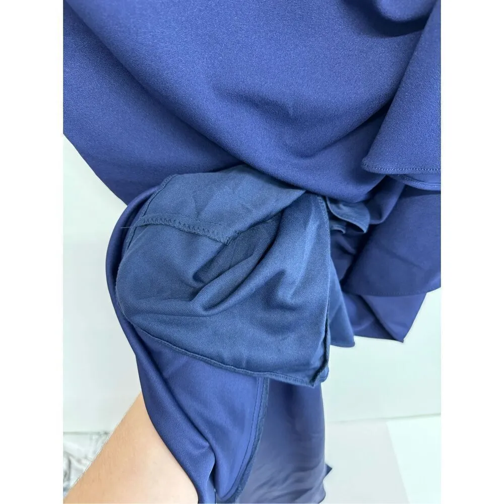 Aqua Cascade Ruffle Gown Size 8 Blue Ruffle V Neck Maxi Evening‎ Gown NEW - Image 9