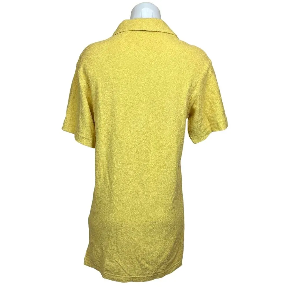 & Other Stories Yellow Button Up Collared Short Sleeve Terry Mini Shirt Dress XS - Image 4
