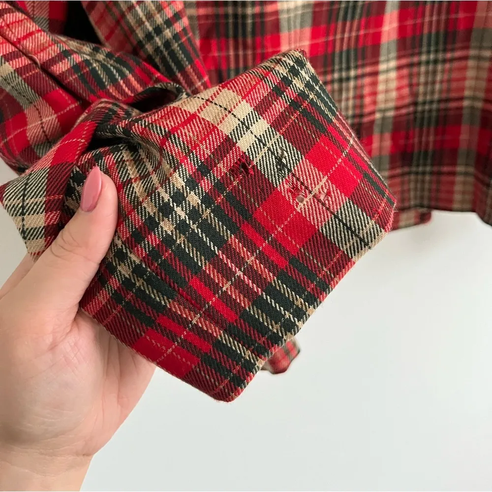 Vintage N Touch Plaid Wool Zip Up Jacket Red Size 14 - Image 7