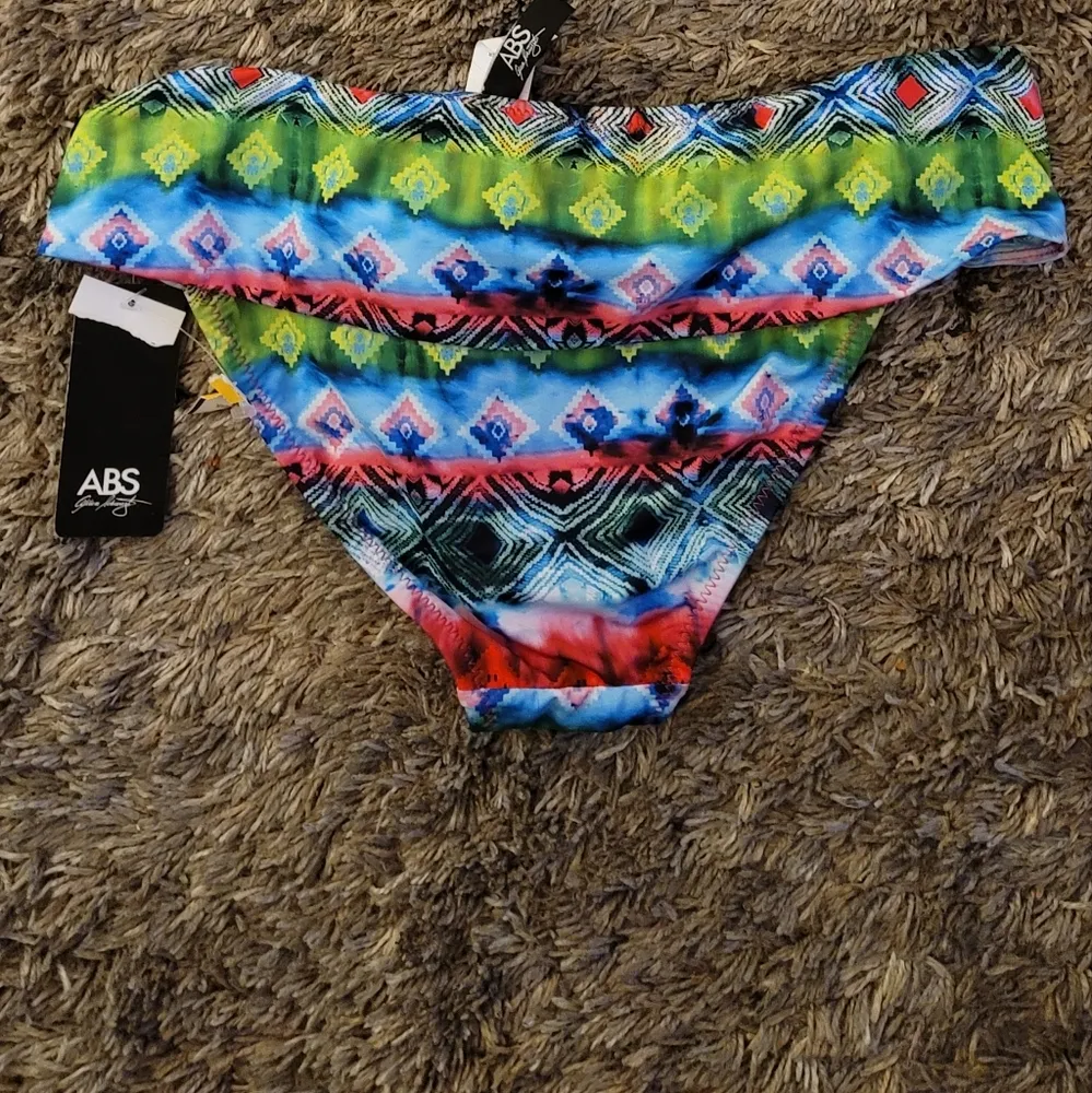 NWT! ABS Multicolor Tribal Print Bikini Bottoms 10 Pink - Image 6