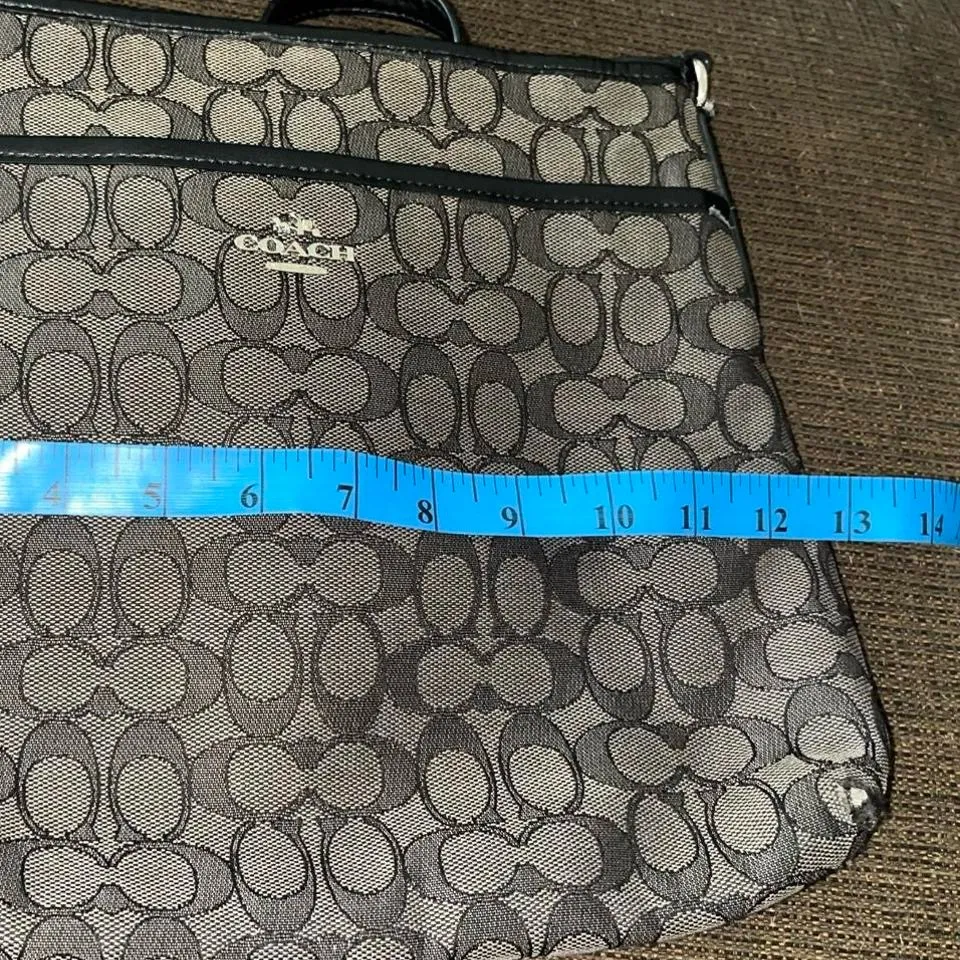 Coach Black and Gray Signature Crossbody Canvas Bag - Image 7