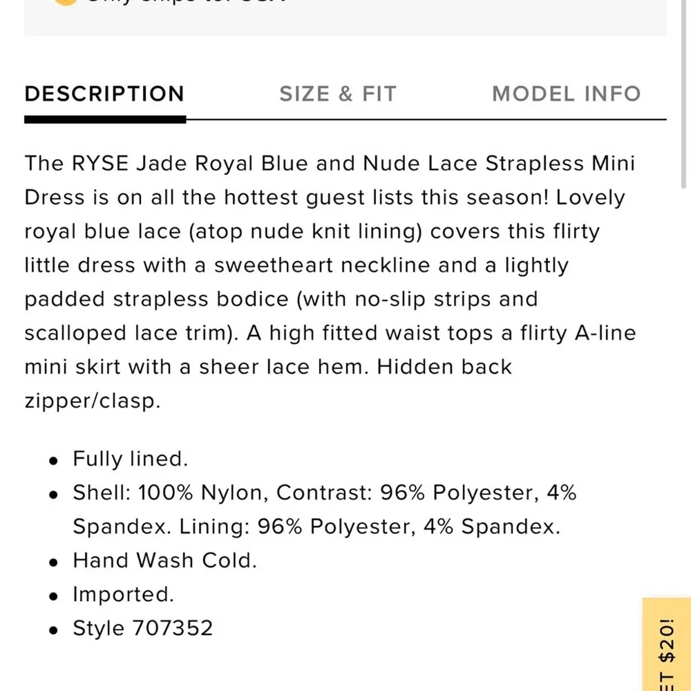 NWT Lulus Ryse The Label Jade Royal Blue & Nude Strapless Mini Dress Cocktail XS - Image 5