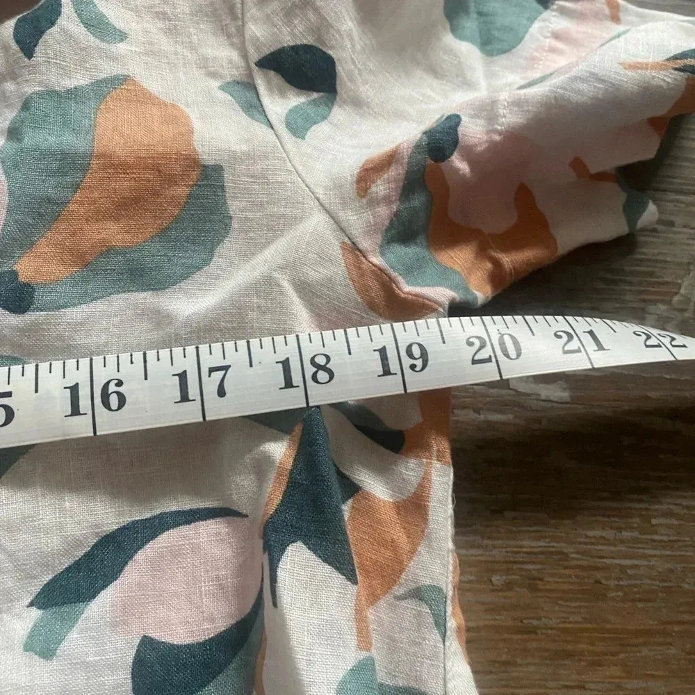 Rachel Zoe 100% Linen Floral Print Button-Up Collared Shirt Dress | Size Medium - Image 4