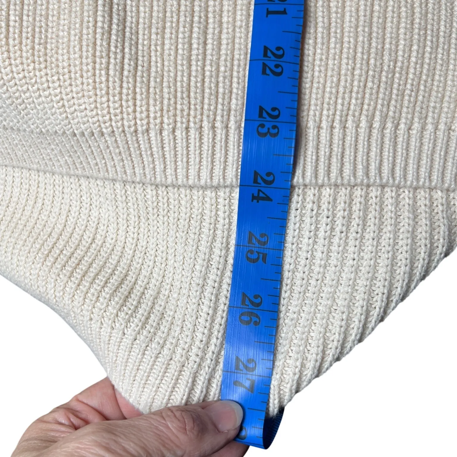 Minimalist Ribbed Cotton‎ Sweater Cream Knit 525 America Women XS - Image 6