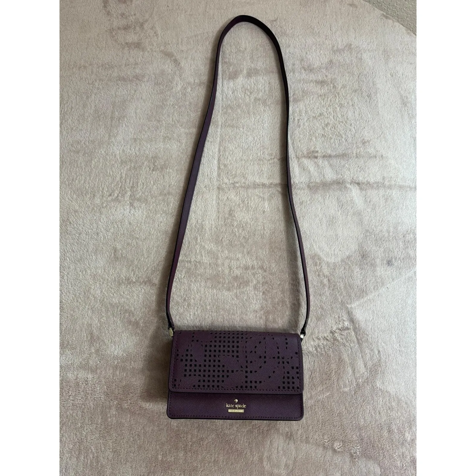 Kate Spade Women's Zip Crossbody Deepplum Purple‎ Leather New - Image 13