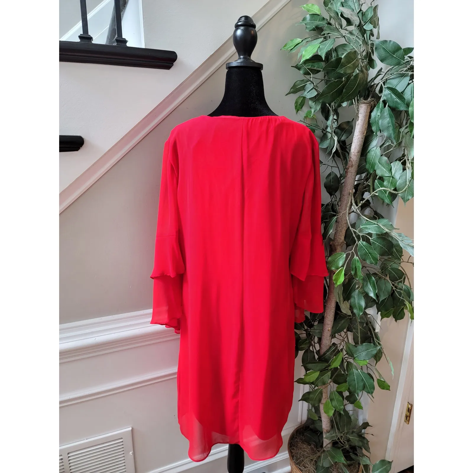 International Concepts Shirt Dress Women's Size 8 Red 100% Polyester Long Sleeve - Image 9