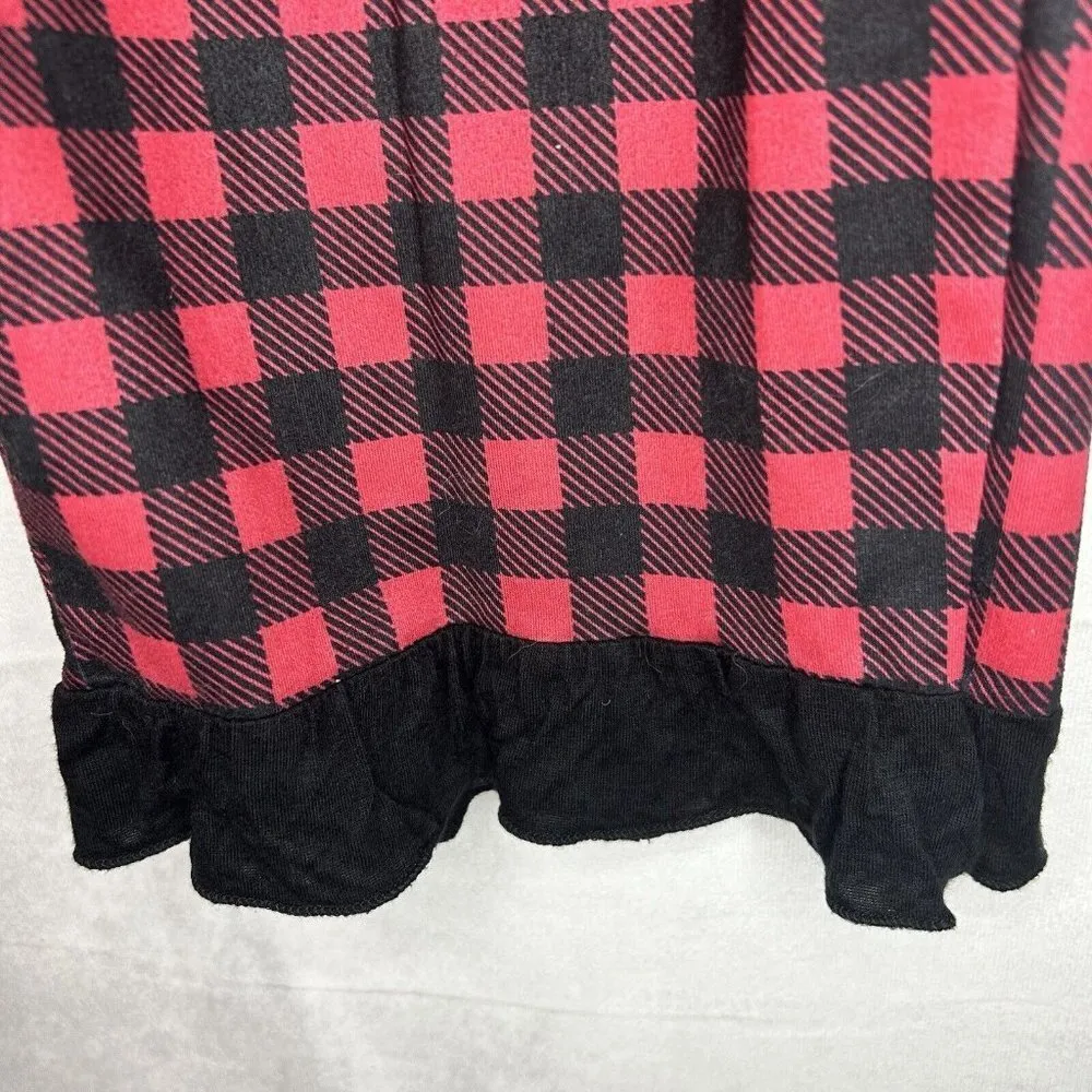 Simply Southern Pajama Pants Red Black Check Lounge Ruffle Hem Sz M (28x29) - Image 4