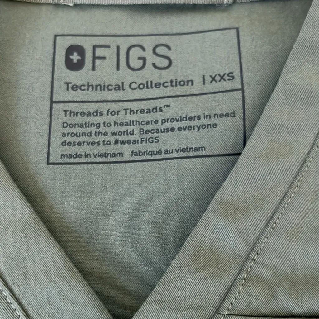 Figs Green Tunic Scrub Top Short Sleeve Size XXS - Image 4