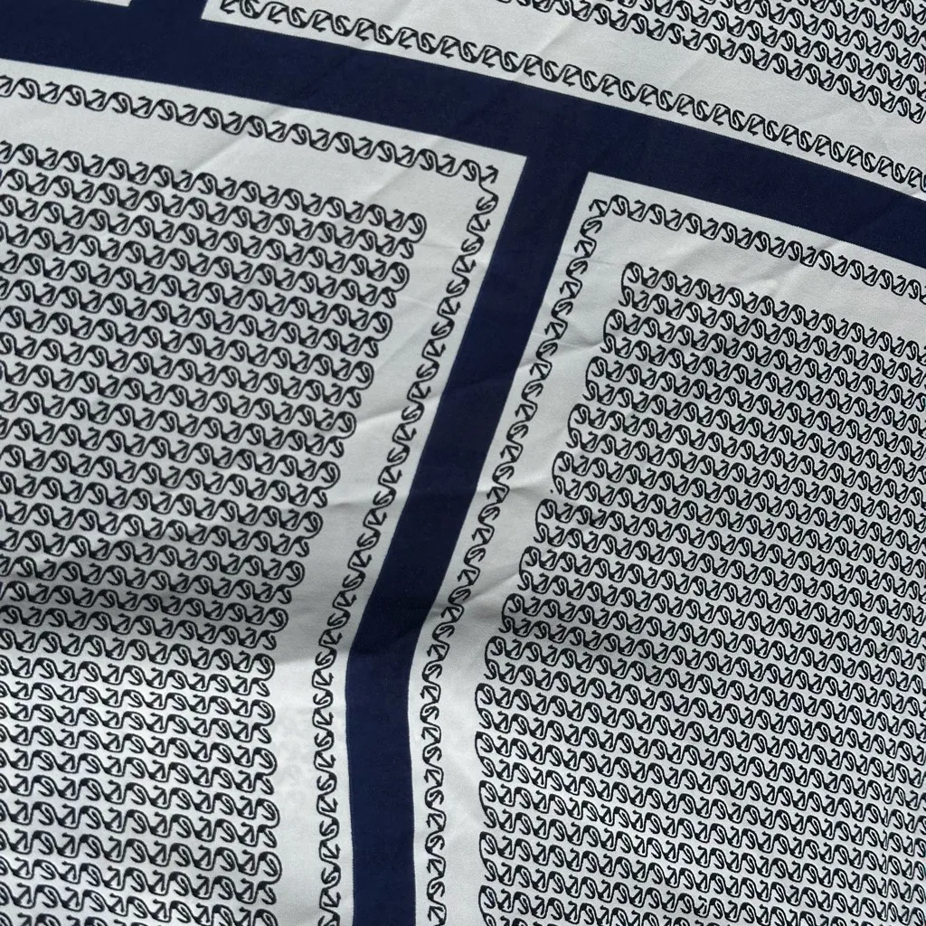 Aakaa Black, Navy & White Geometric Halter V-neck Midi Scarf Dress Large - Image 13