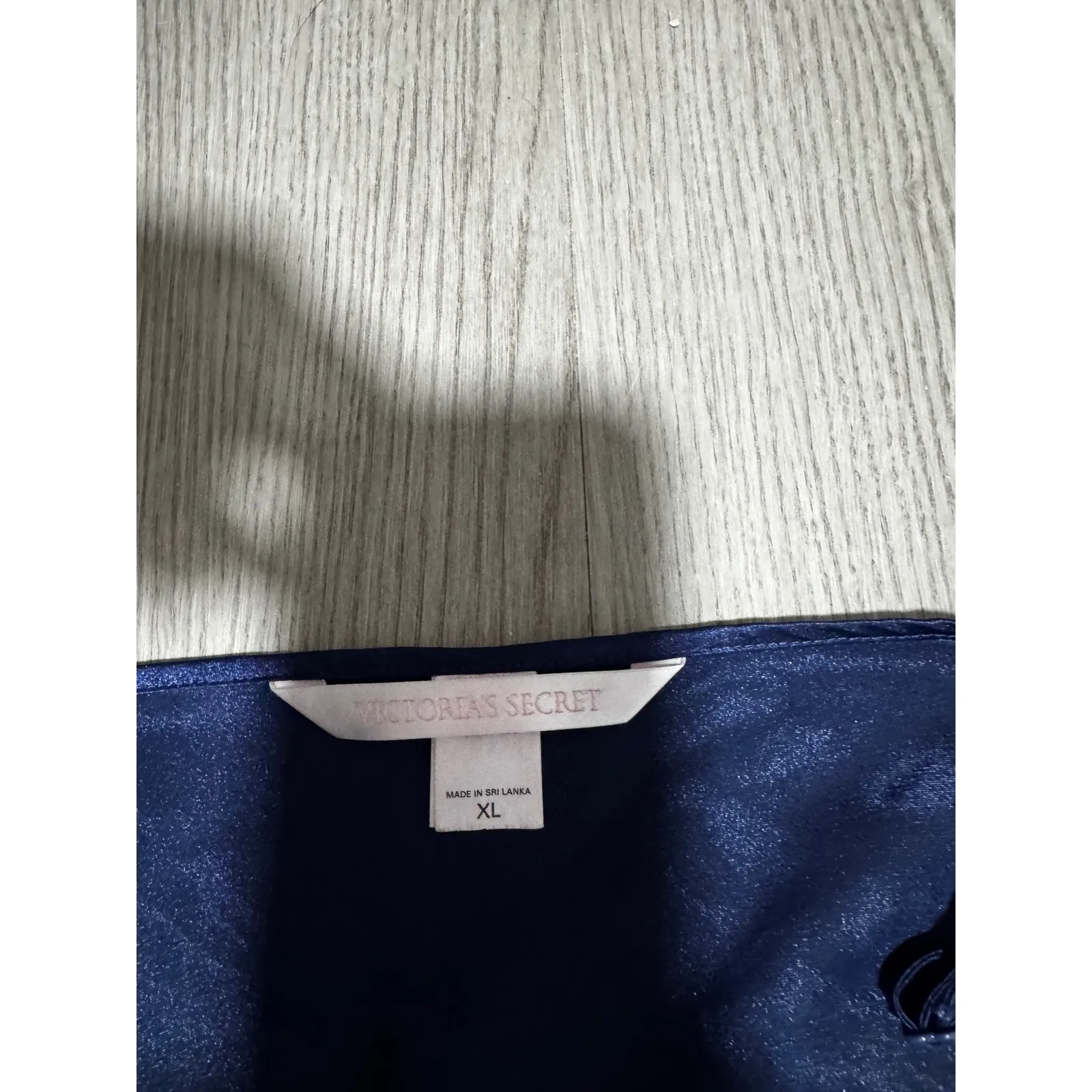 Victoria's Secret Navy Blue Satin Slip Dress With Lace Up Sides Extra Large XL - Image 2