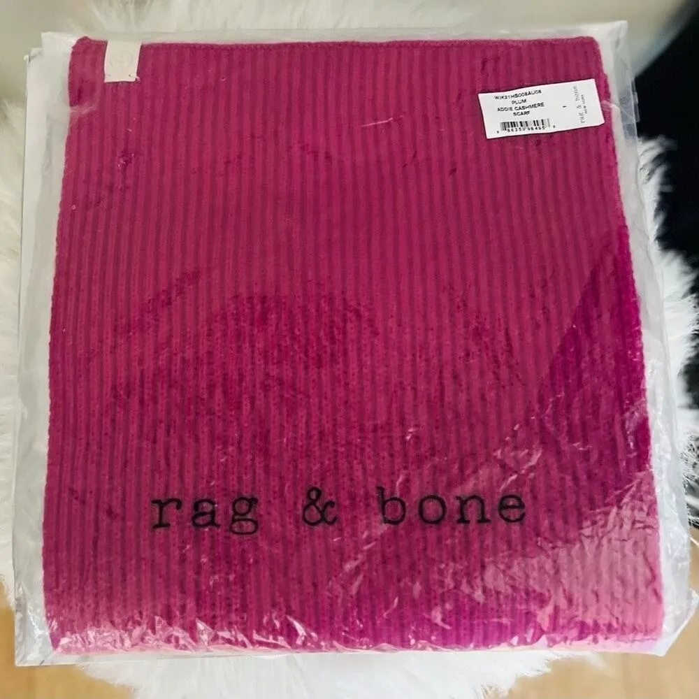 RAG & BONE Addie Cashmere Scarf Wrap, 100% Cashmere, Cozy Warm, Plum, NWT - Image 3