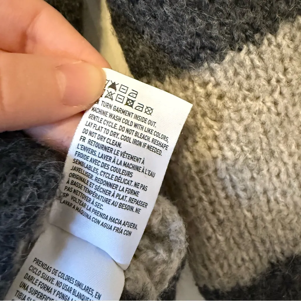 Grey Wool Blend Oversized Striped Sweater Size Large - Image 6