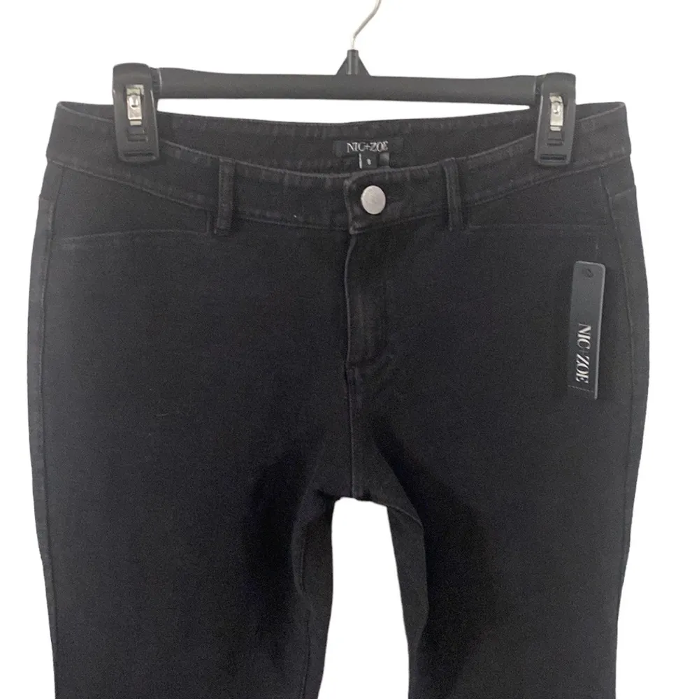 Nic + Zoe knit denim skinny pants in black denim size 8 - Image 4