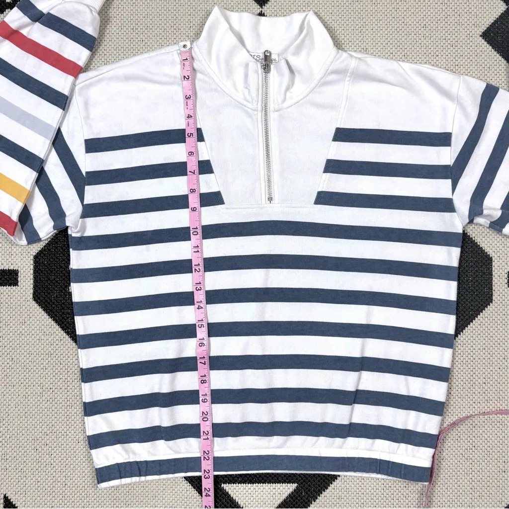 P.J. Salvage  Maritime Striped Lounge 1/2 Zip Pullover & Shorts Set Medium - Image 7
