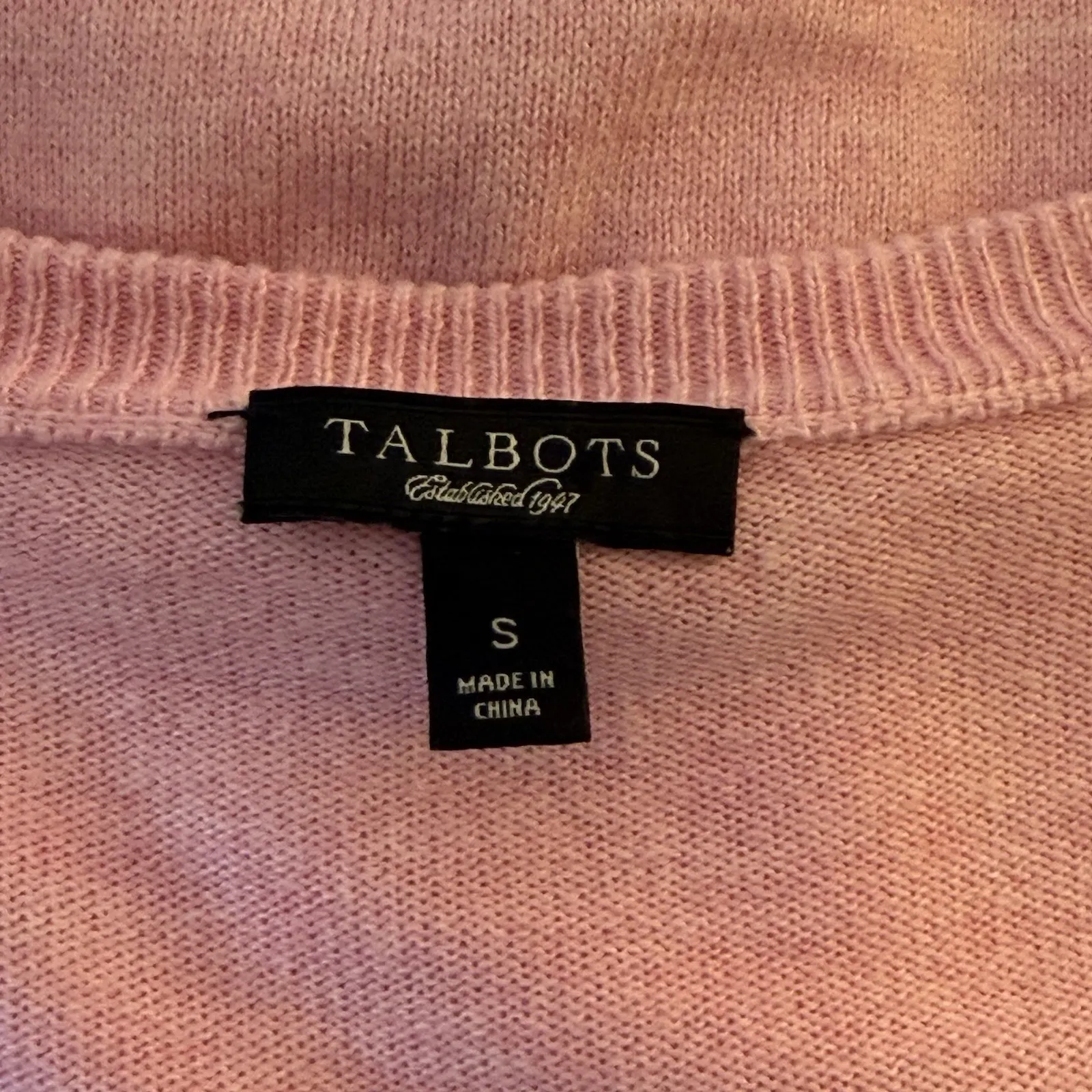Talbots Cardigan Sweater Small Pink Academia Preppy Argyle Twee Classic Pastel - Image 5