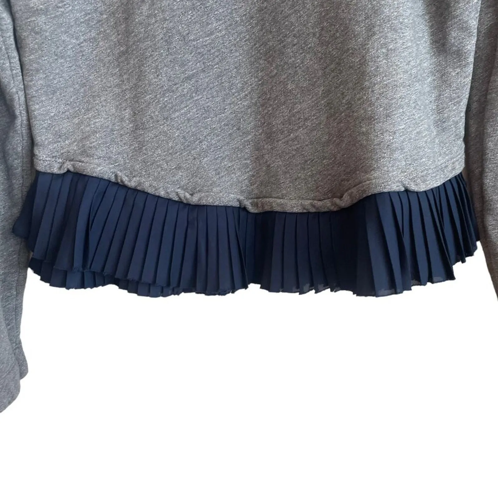 J Crew Women Knit Top‎ S Gray Navy Pleated Hem Preppy Academia Layering Chic - Image 4